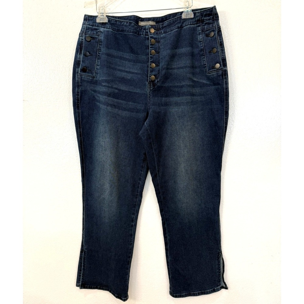 NWOT Kate & Mallory Size 18W‎ Button Fly Dark Wash Jeans 31" Inseam